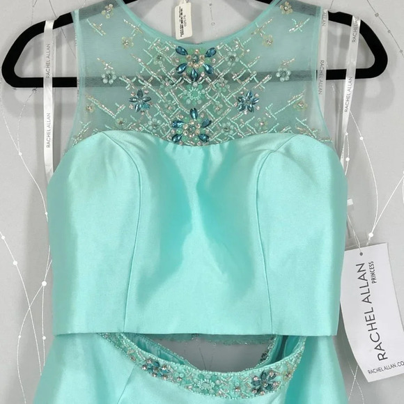NWT Rachel Allan Mint Two Piece Formal Gown $398 - Picture 4 of 12